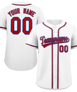 Custom White Red-Royal Classic Style Authentic Baseball Jersey