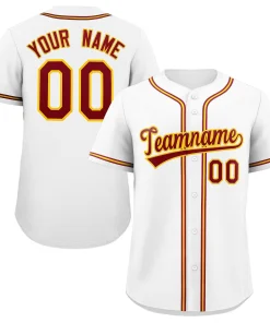Custom White Red-Yellow Classic Style Authentic Baseball Jersey