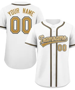 Custom White Gold-White Classic Style Authentic Baseball Jersey