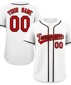 Custom White Red-Brown Classic Style Authentic Baseball Jersey
