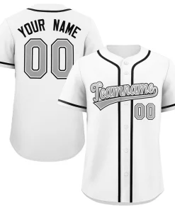 Custom White Gray-Black Classic Style Authentic Baseball Jersey