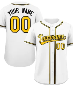 Custom White Yellow-Black Classic Style Authentic Baseball Jersey