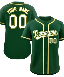 Custom Green White Yellow Classic Style Authentic Baseball Jersey