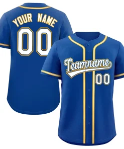 Custom Royal White-Yellow Classic Style Authentic Baseball Jersey