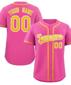 Custom Pink Yellow-White Classic Style Authentic Baseball Jersey