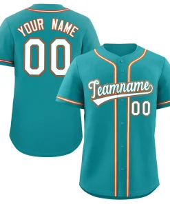 Custom Teal White-Orange Classic Style Authentic Baseball Jersey