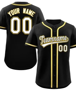Custom Black White-Yellow Classic Style Authentic Baseball Jersey