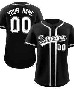 Custom Black White-Black Classic Style Authentic Baseball Jersey