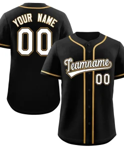 Custom Black White-Gold Classic Style Authentic Baseball Jersey