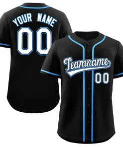 Custom Black White-Powder Blue Classic Style Authentic Baseball Jersey
