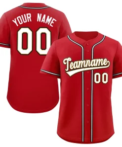 Custom Red White-Black Classic Style Authentic Baseball Jersey