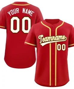 Custom Red White Classic Style Authentic Baseball Jersey