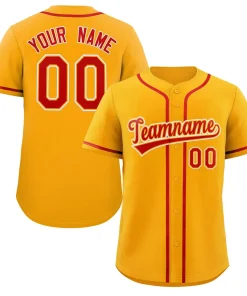 Custom Yellow Red-White Classic Style Authentic Baseball Jersey