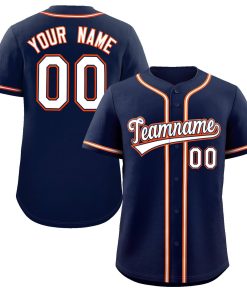 Custom Navy White-Orange Classic Style Authentic Baseball Jersey
