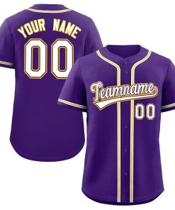 Custom Purple White-Yellow Classic Style Authentic Baseball Jersey