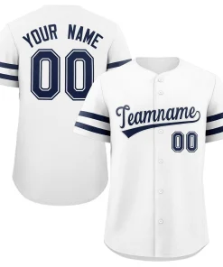 Custom White Navy Classic Style Authentic Baseball Jersey