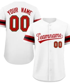 Custom White Red Classic Style Authentic Baseball Jersey