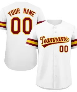 Custom White Red-Yellow Classic Style Authentic Baseball Jersey