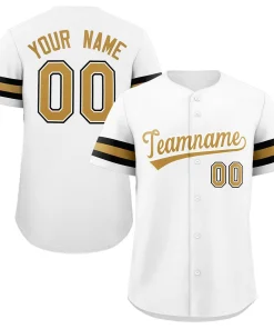 Custom White Gold-White Classic Style Authentic Baseball Jersey