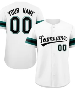 Custom White Black-Green Classic Style Authentic Baseball Jersey