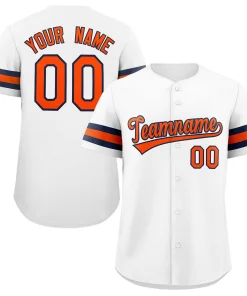 Custom White Orange-Navy Classic Style Authentic Baseball Jersey