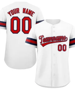 Custom White Red-Navy Classic Style Authentic Baseball Jersey