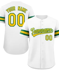 Custom White Yellow-Green Classic Style Authentic Baseball Jersey