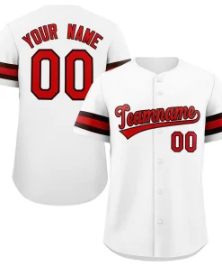 Custom White Red-Brown Classic Style Authentic Baseball Jersey