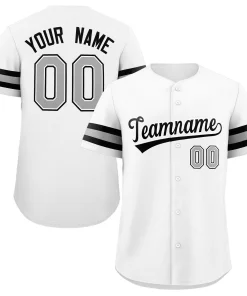 Custom White Gray-Black Classic Style Authentic Baseball Jersey