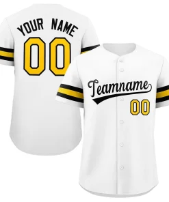 Custom White Yellow-Black Classic Style Authentic Baseball Jersey