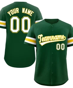Custom Green White Yellow Classic Style Authentic Baseball Jersey