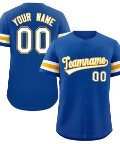 Custom Royal White-Yellow Classic Style Authentic Baseball Jersey