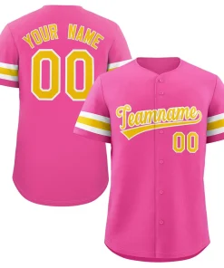Custom Pink Yellow-White Classic Style Authentic Baseball Jersey