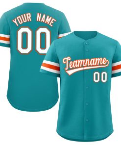 Custom Teal White-Orange Classic Style Authentic Baseball Jersey