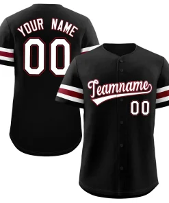 Custom Black White-Red Classic Style Authentic Baseball Jersey