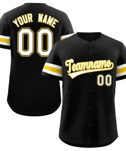 Custom Black White-Yellow Classic Style Authentic Baseball Jersey