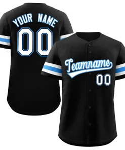 Custom Black White-Powder Blue Classic Style Authentic Baseball Jersey