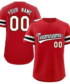 Custom Red White-Black Classic Style Authentic Baseball Jersey