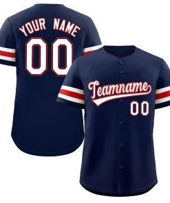 Custom Navy White-Red Classic Style Authentic Baseball Jersey