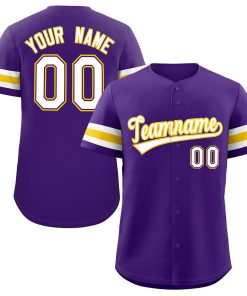 Custom Purple White-Yellow Classic Style Authentic Baseball Jersey
