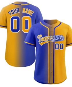Custom Royal Yellow Gradient Fashion Authentic Baseball Jersey