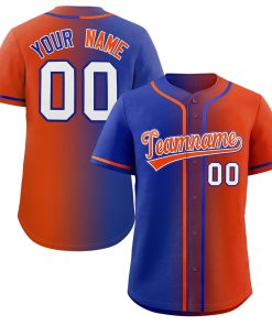 Custom Royal Orange Gradient Fashion Authentic Baseball Jersey