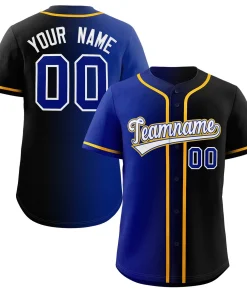 Custom Black White-Yellow Gradient Fashion Authentic Baseball Jersey