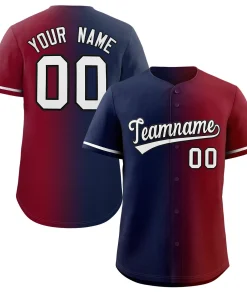 Custom Navy White-Black Gradient Fashion Authentic Baseball Jersey
