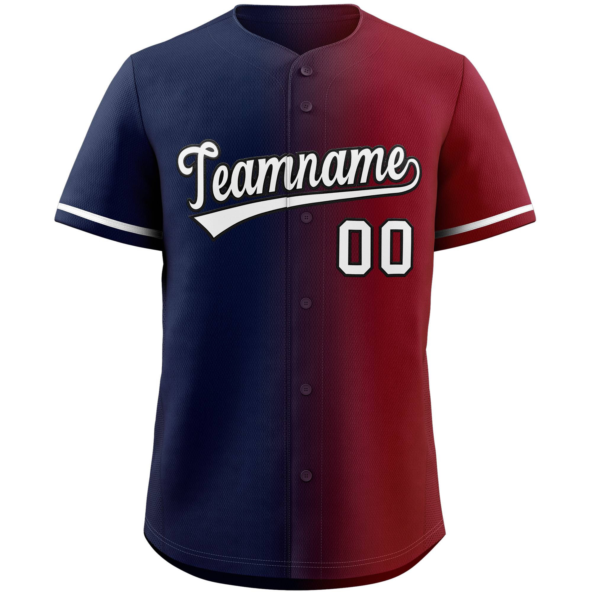 Custom Navy White-Black Gradient Fashion Authentic Baseball Jersey - Image 3