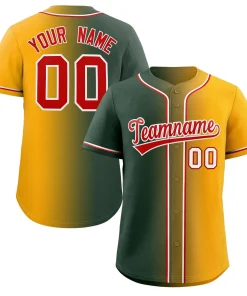 Custom Green Red-White Gradient Fashion Authentic Baseball Jersey