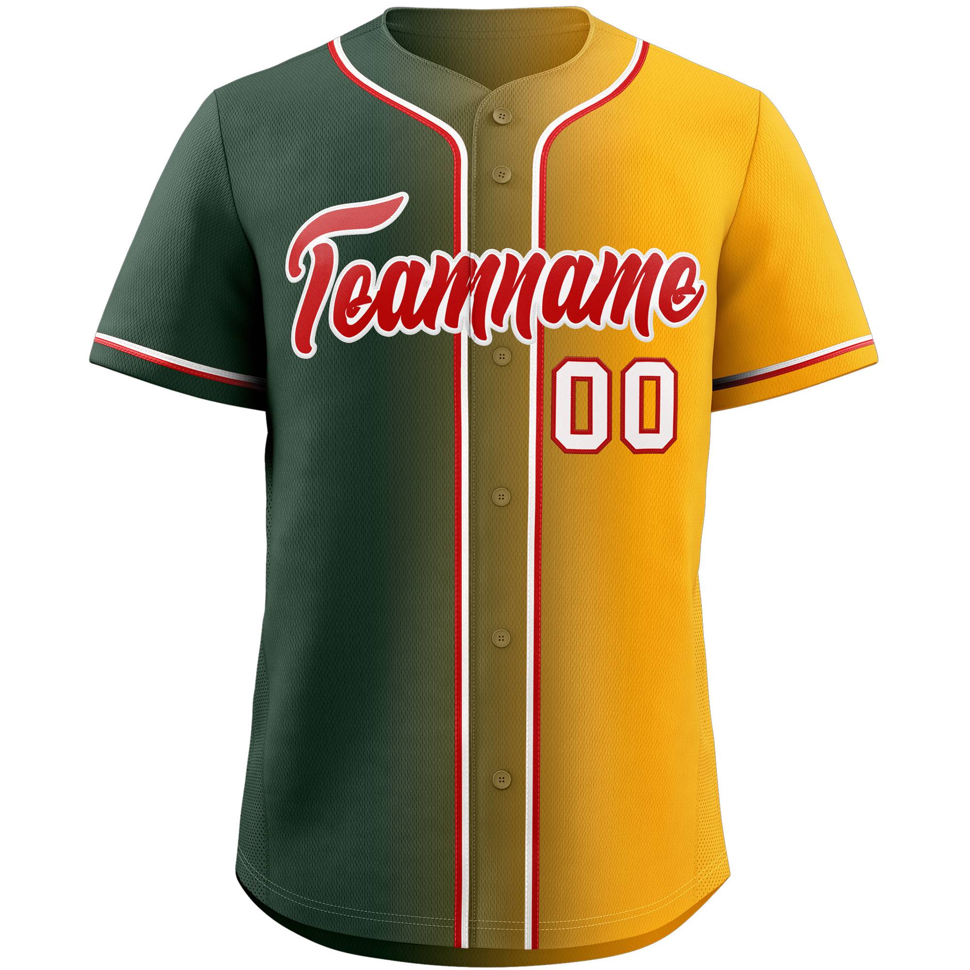 Custom Green Red-White Gradient Fashion Authentic Baseball Jersey - Image 3