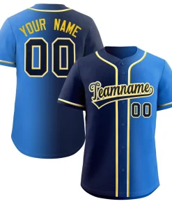 Custom Royal Navy-Yellow Gradient Fashion Authentic Baseball Jersey