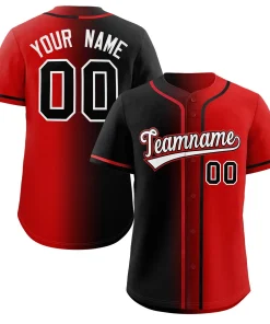 Custom Red White-Black Gradient Fashion Authentic Baseball Jersey