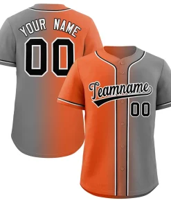 Custom Orange Black-White Gradient Fashion Authentic Baseball Jersey